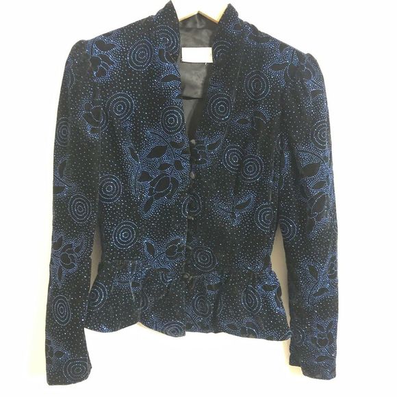 Vintage Gunne Sax Top Floral Button Down Sequin - Picture 1 of 7